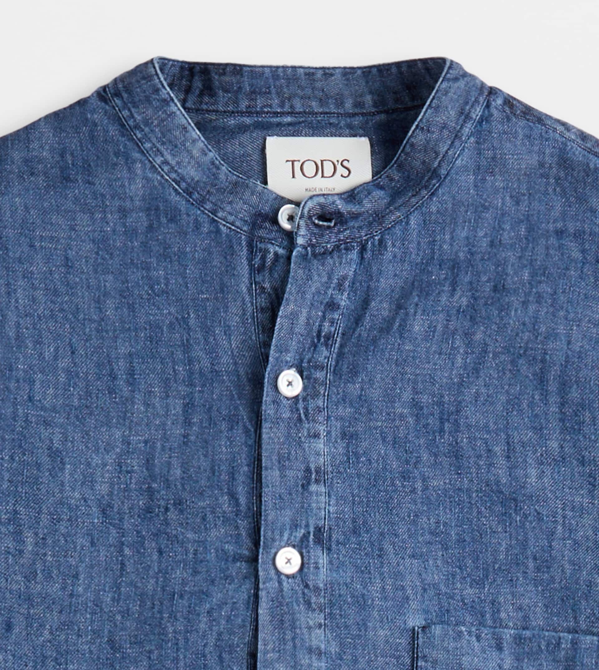 LINEN BLEND POLO SHIRT - BLUE - 8