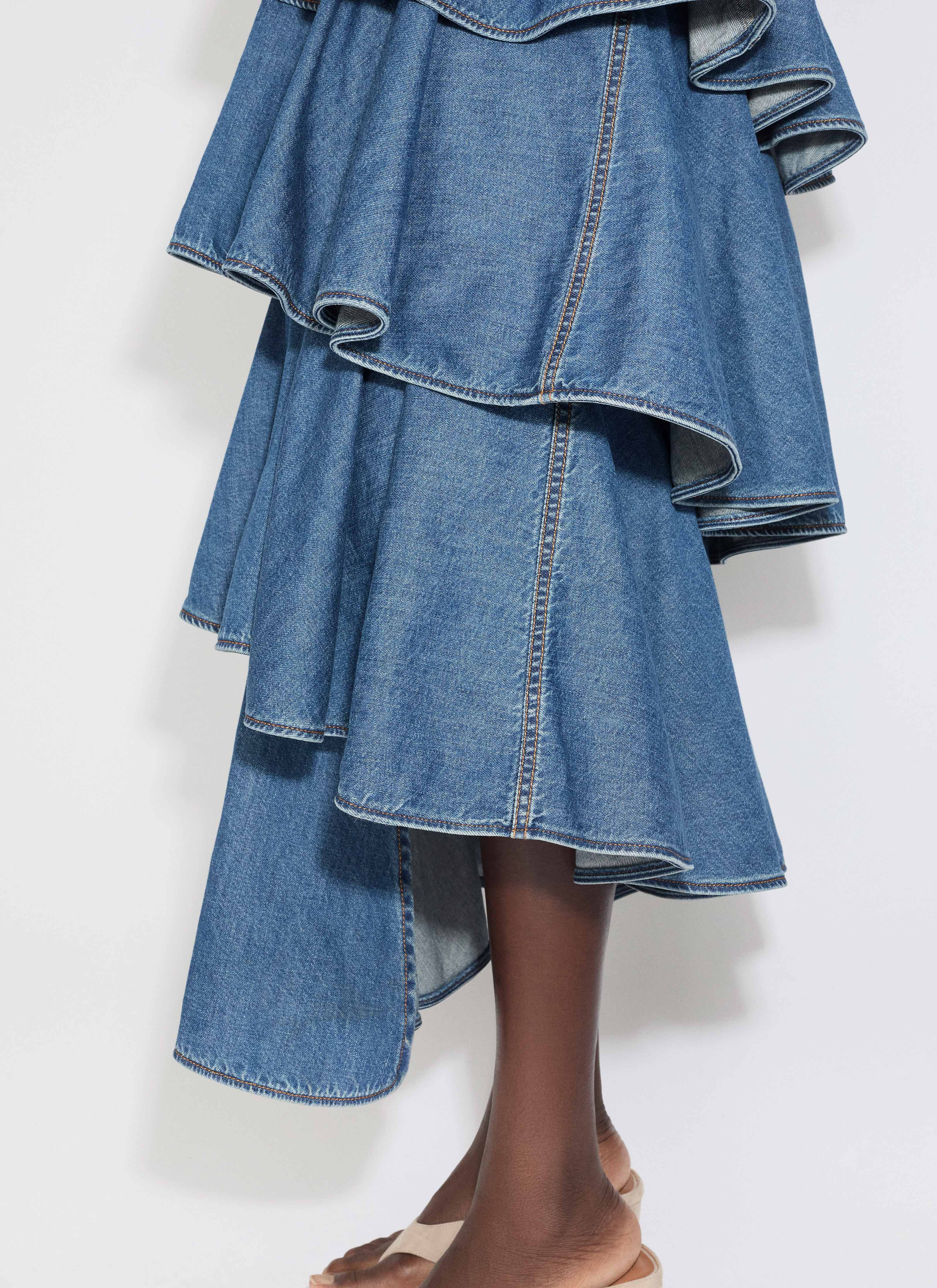 DENIM SPIRAL SKIRT - 6