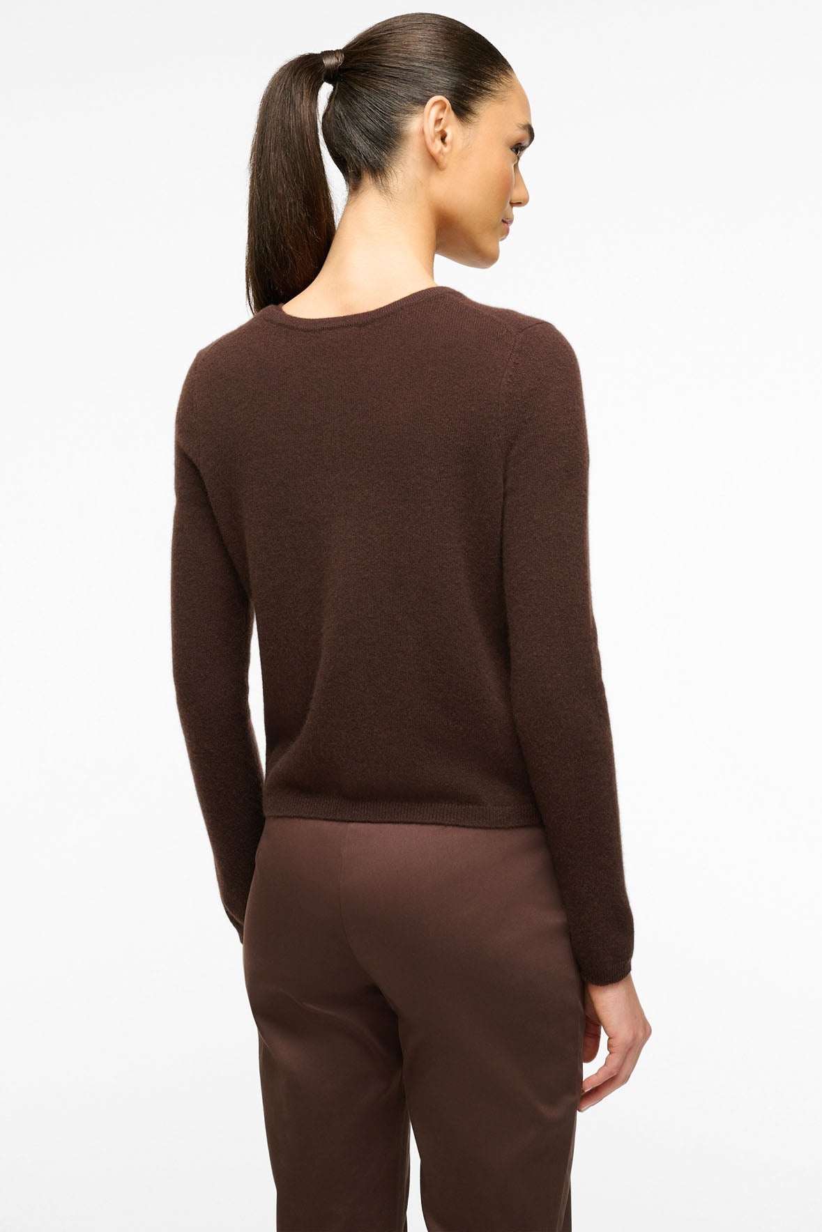 STAUD MIDNIGHT CASHMERE CARDIGAN DARK CHOCOLATE - 4