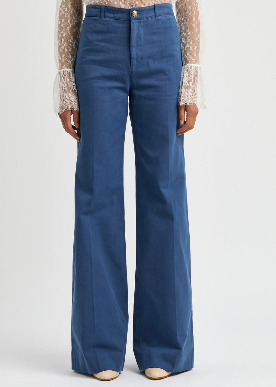 Chloe Flared Cotton-canvas Trousers - 2
