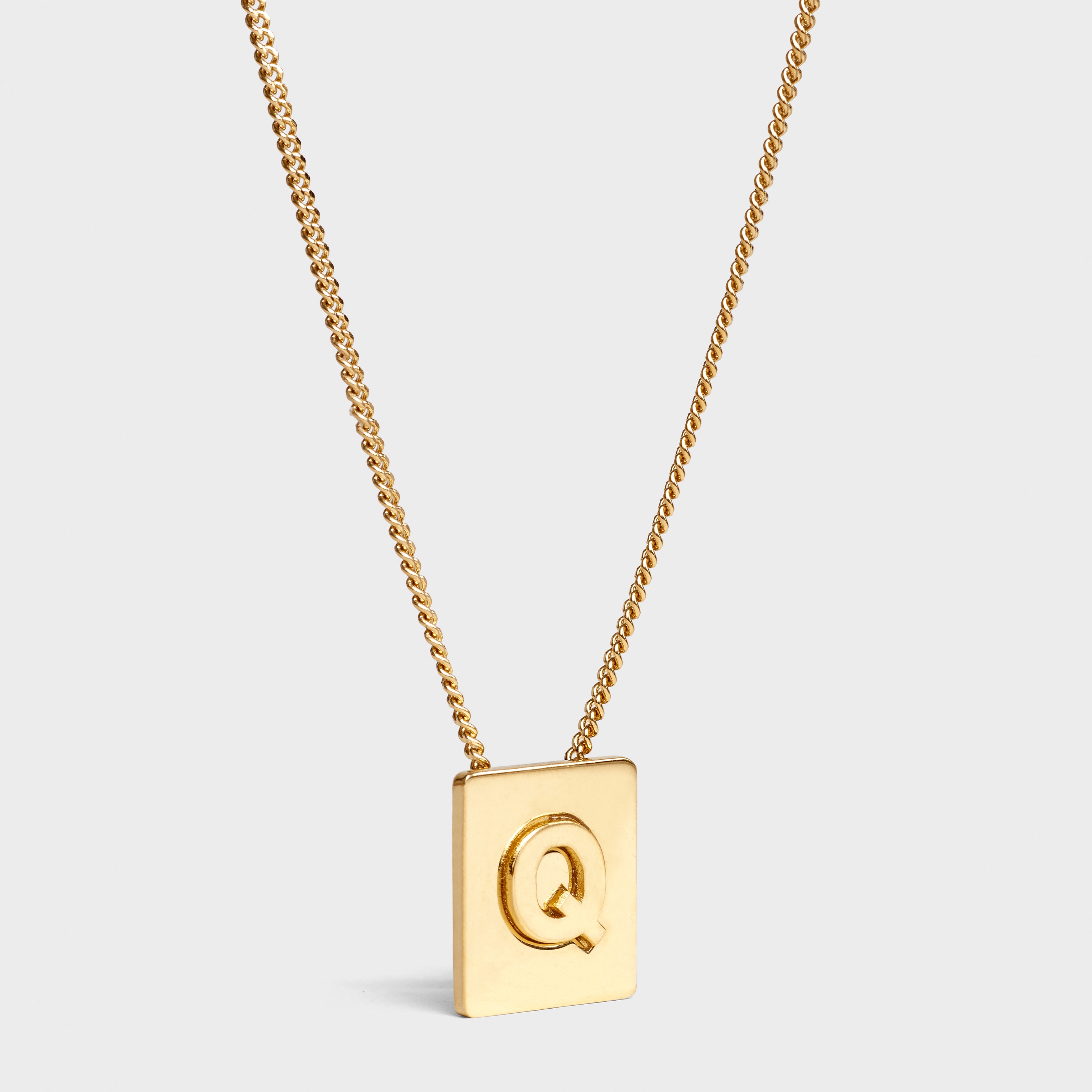 Alphabet Q Necklace in Brass with Gold finish - 1