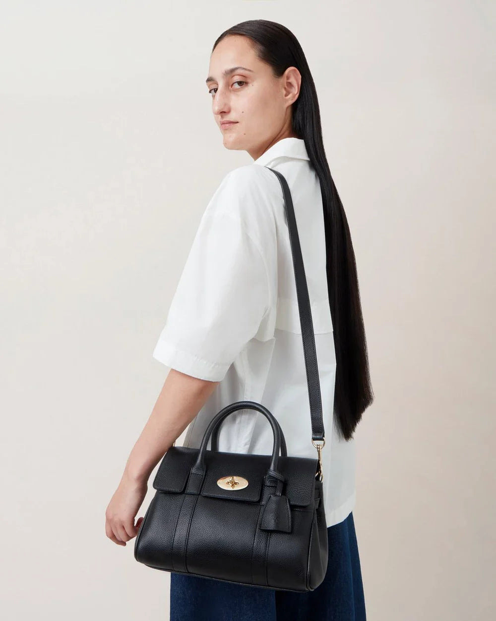 Bayswater Satchel Black Small Classic Grain - 5