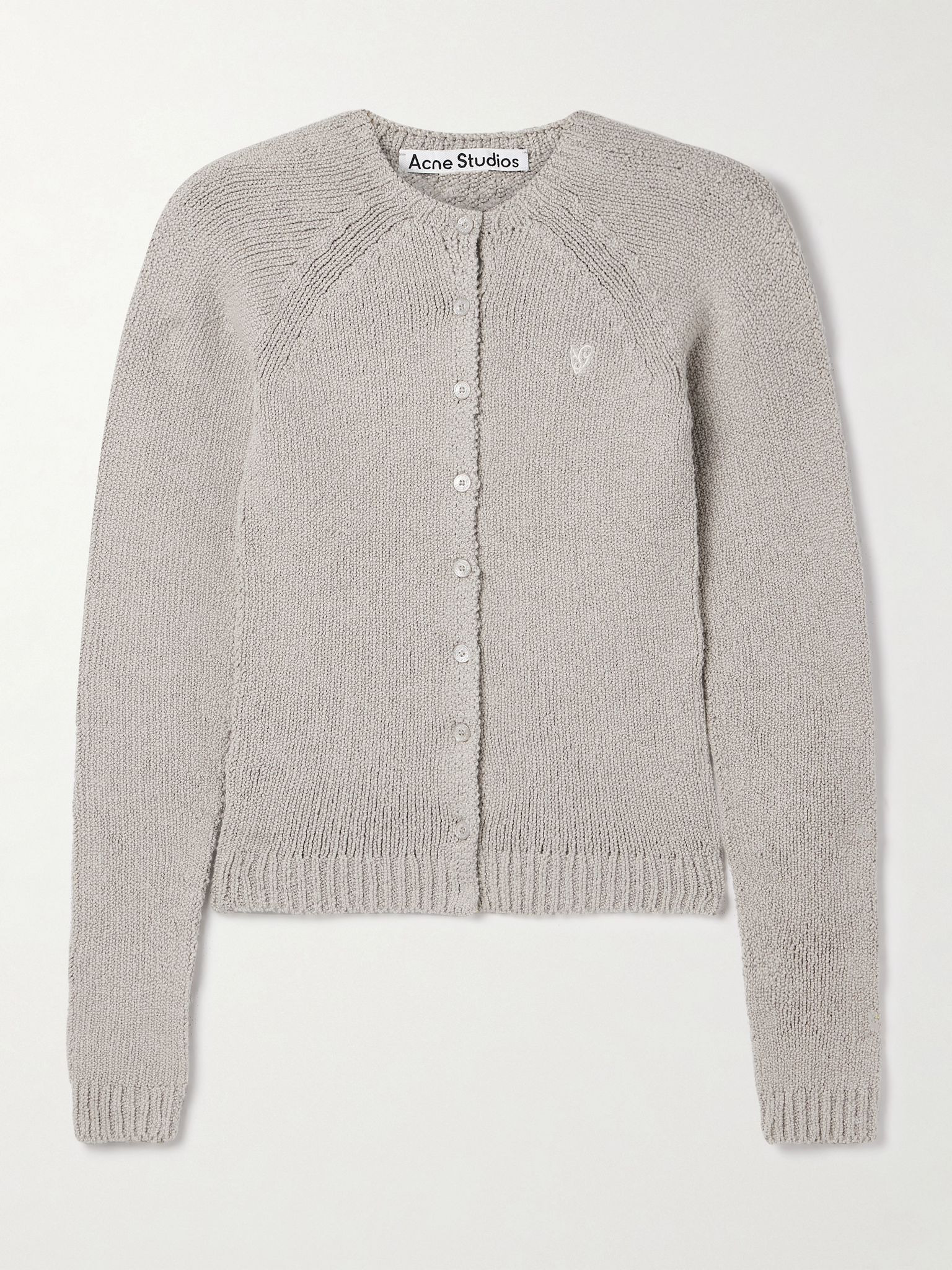 Embroidered organic cotton-blend cardigan Gray - 1