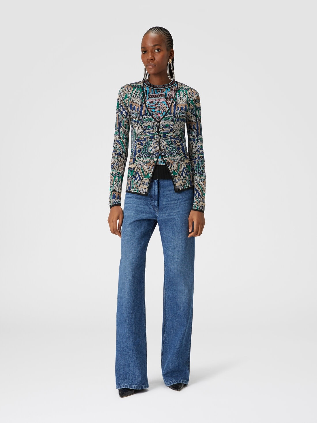 Viscose and wool lamé cardigan with Venezia motif - 2