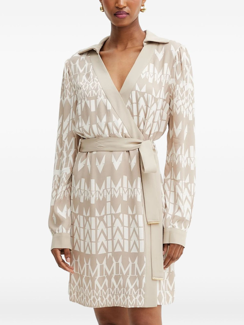 belted geometric-pattern mini dress 1