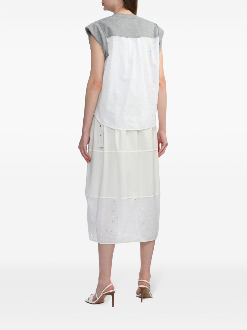 layered jersey-panel midi dress - 4