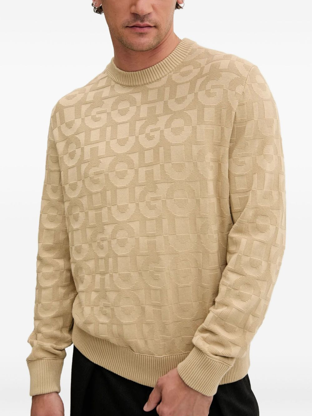 logo-pattern crew-neck sweater - 3