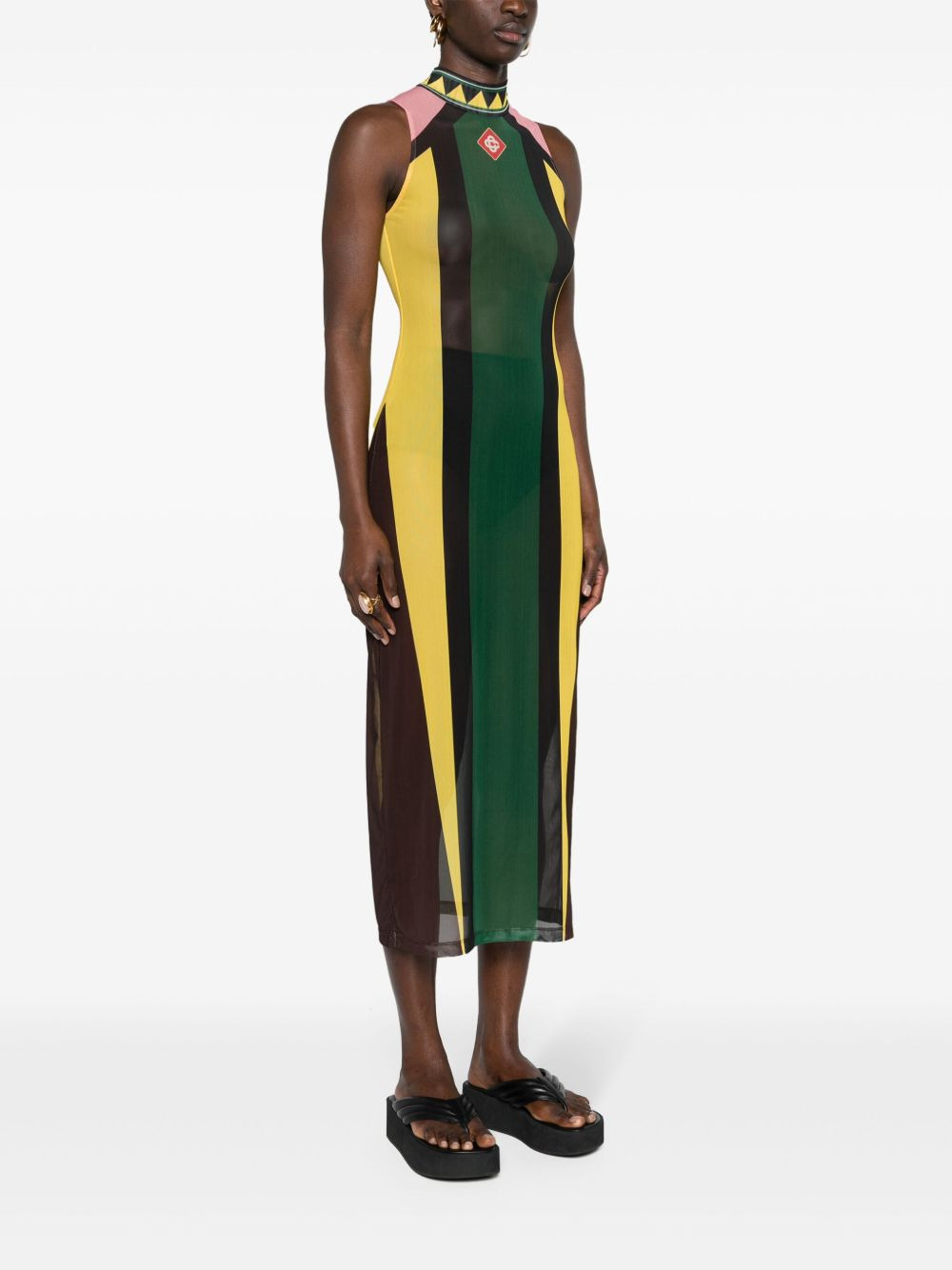 open-back mesh maxi dress - 3