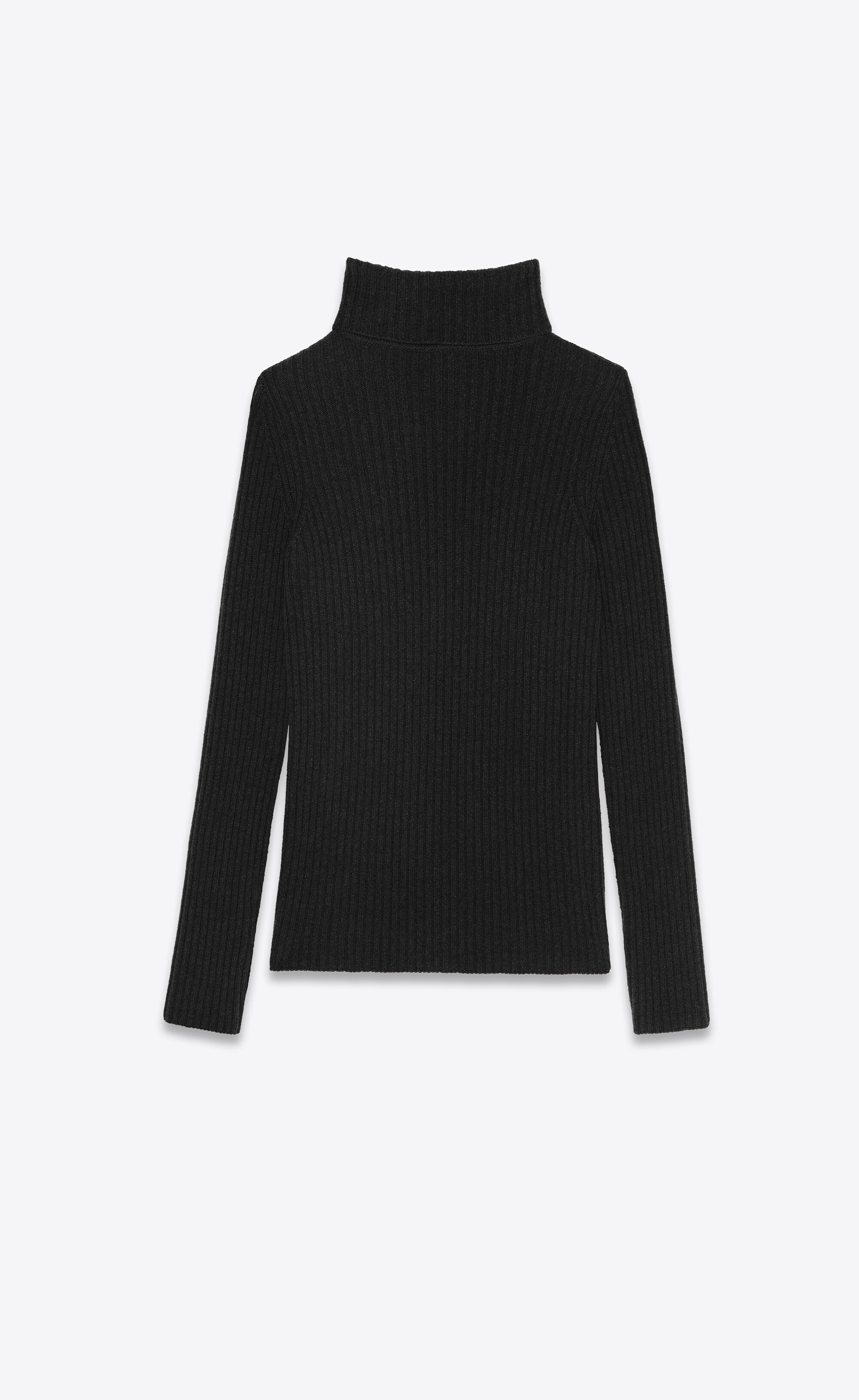 ribbed turtleneck sweater in wool and cashmere - 3