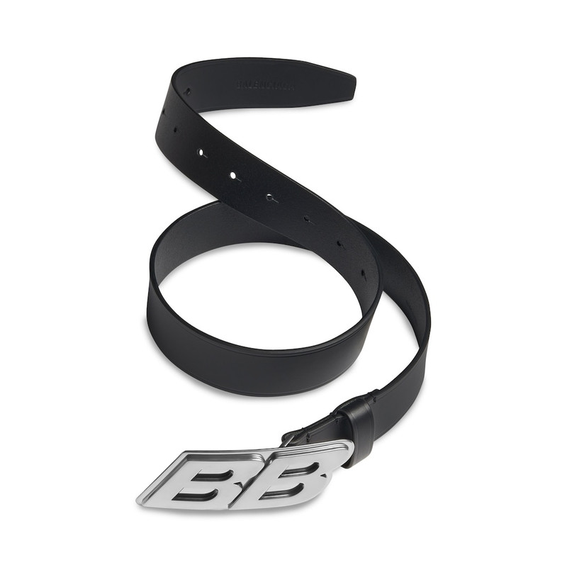 BALENCIAGA Men's Moto Logo Belt  in Black outlook