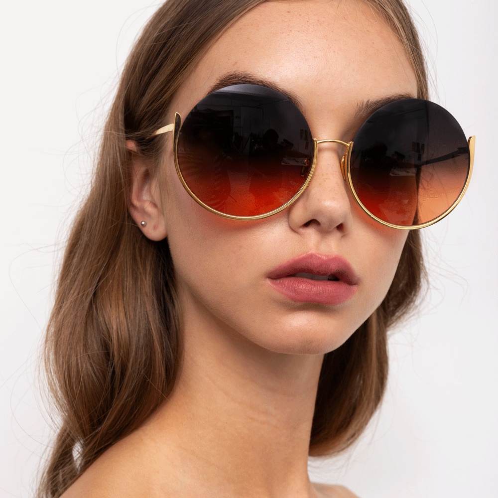 OLIVIA ROUND SUNGLASSES IN YELLOW GOLD - 1