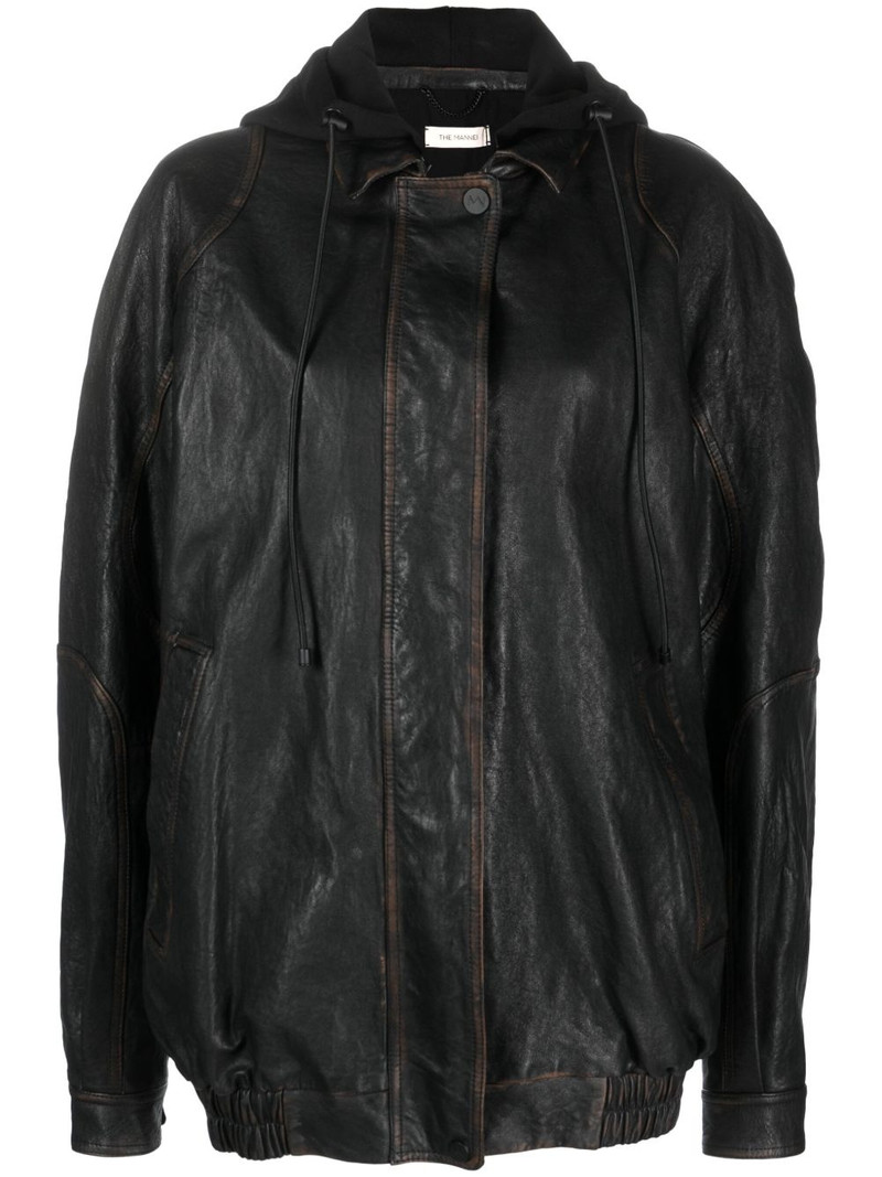 Batumi drawstring-hood leather jacket 1