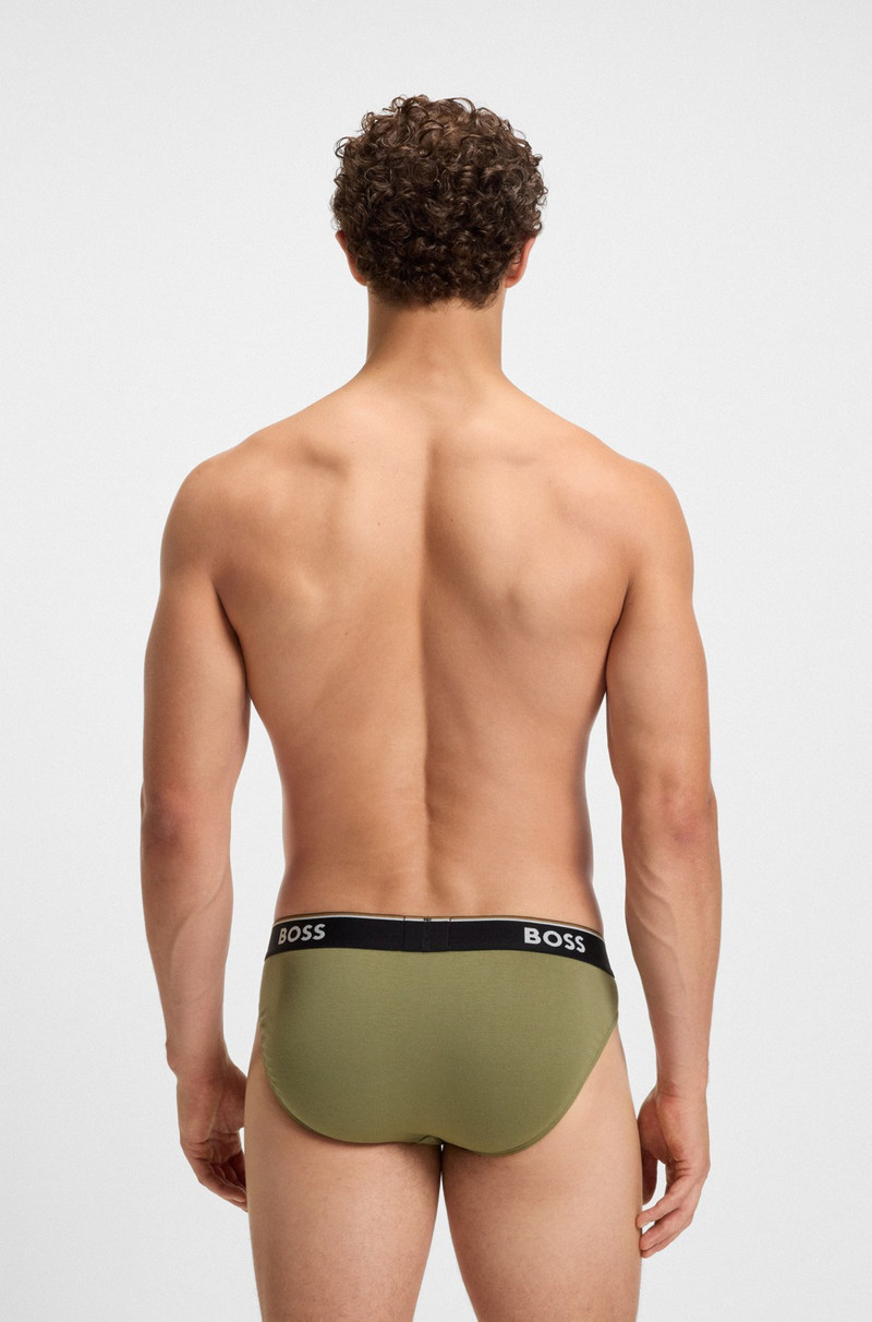 BOSS THREE-PACK OF STRETCH-COTTON BRIEFS WITH LOGO WAISTBANDS outlook