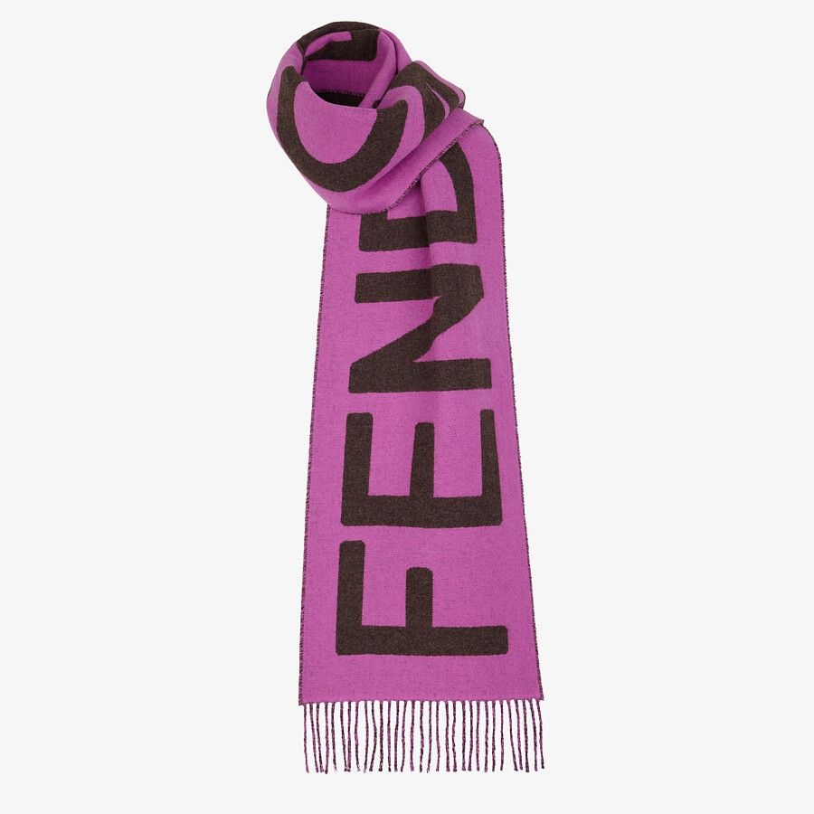 Purple cashmere and wool scarf - 2