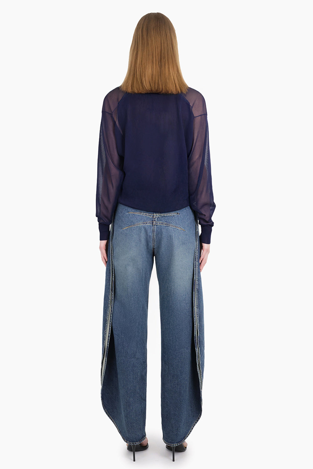 FOLDED L/S SHEER CARDIGAN | MIDNIGHT BLUE - 5