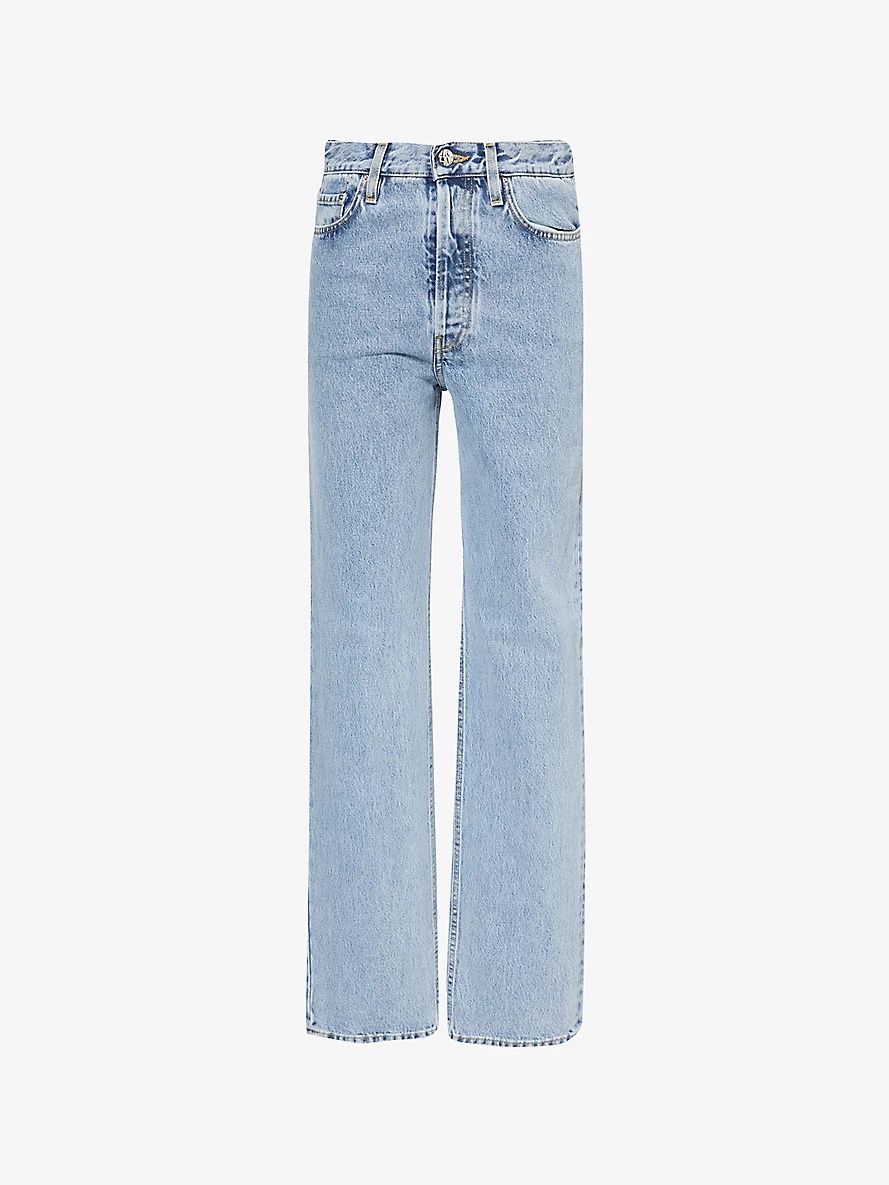 Classic wide-leg high-rise organic-cotton denim jeans - 1