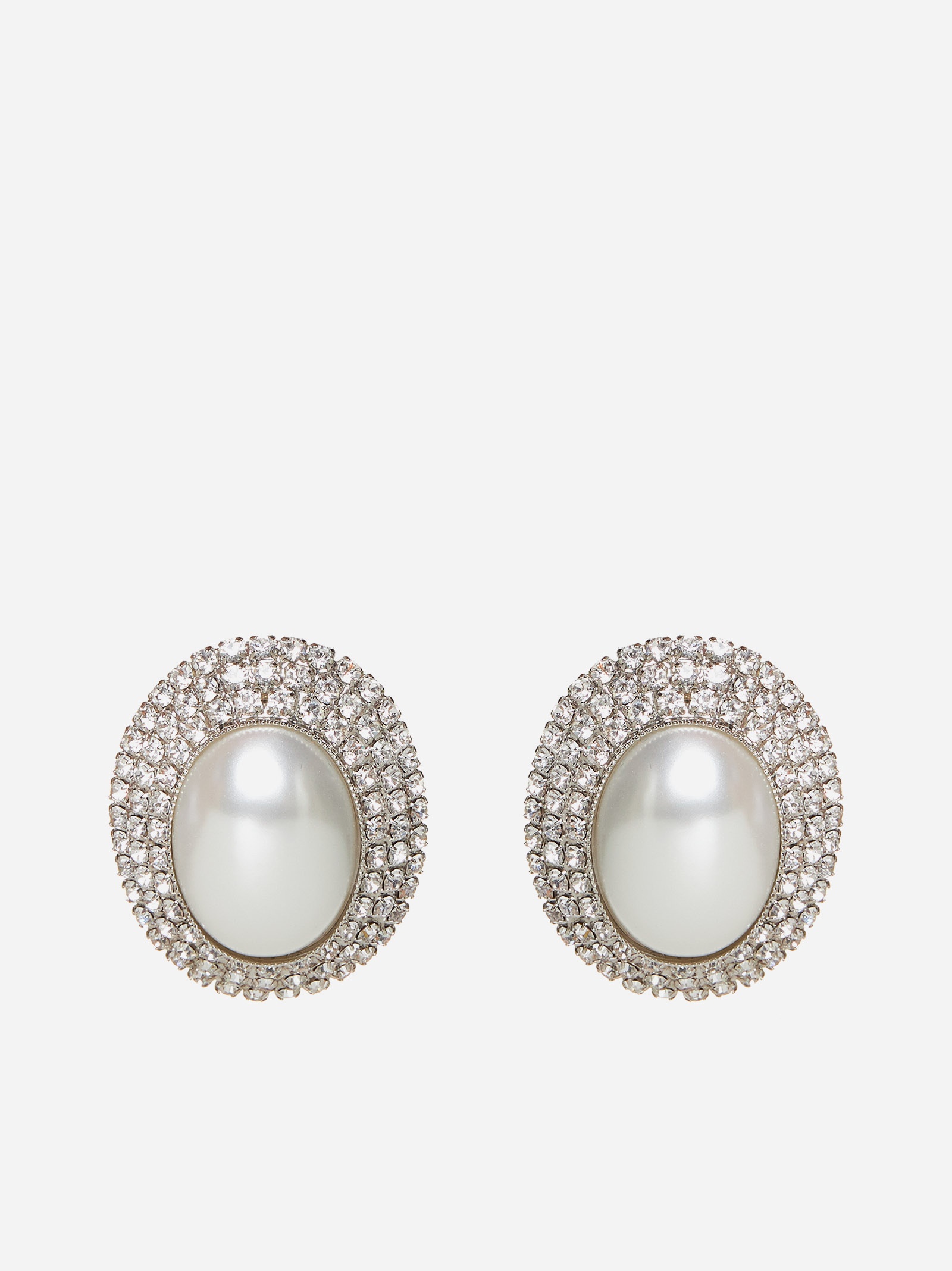 Oval crystals and pearl earrings - 1