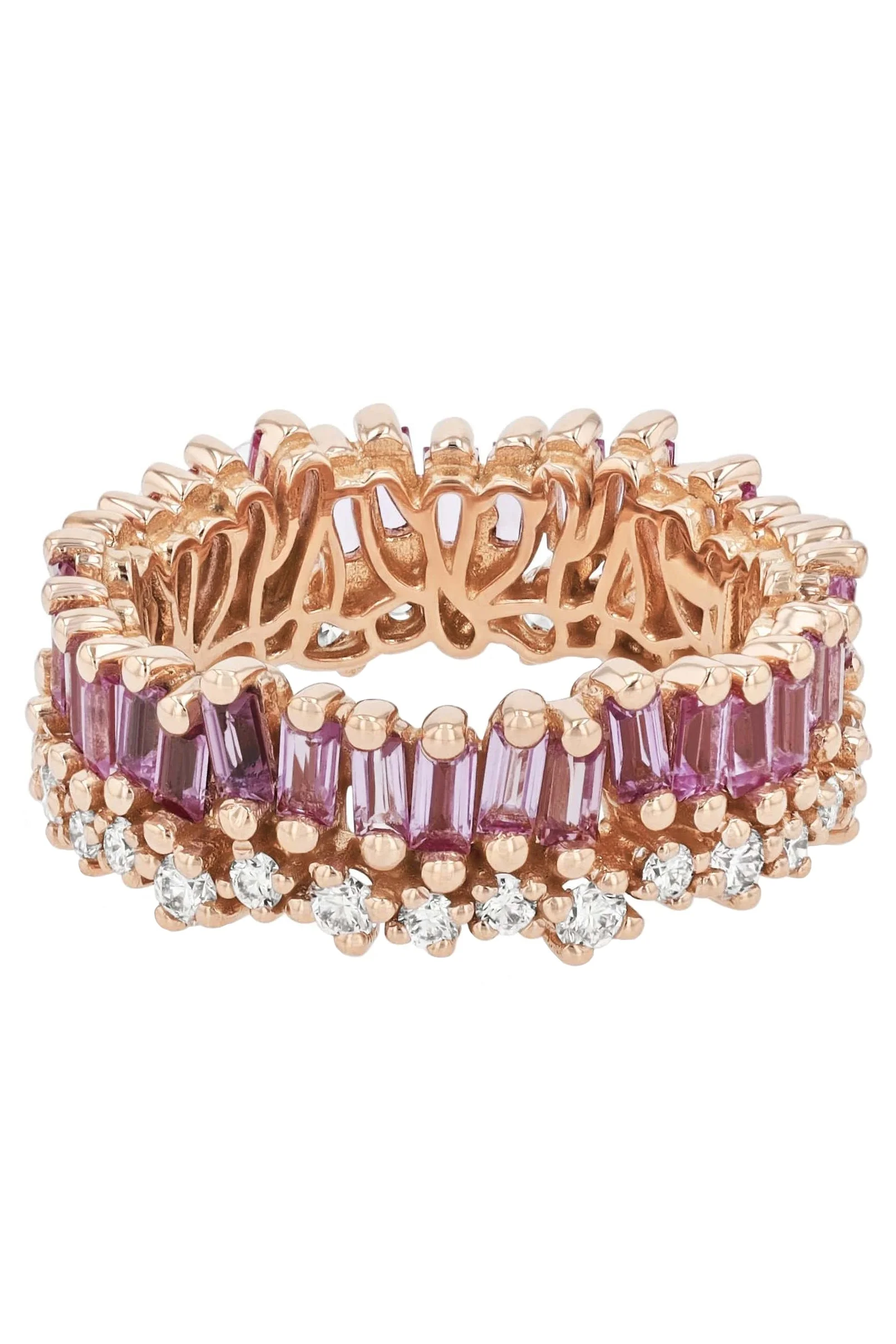 Short Stack Pink Sapphire Eternity Band - 1