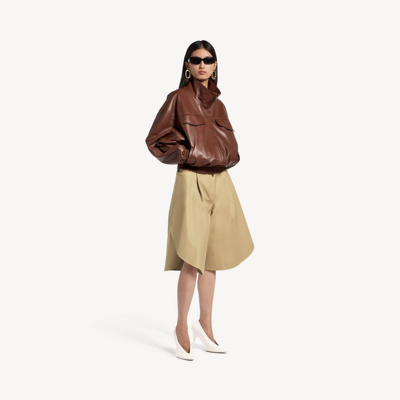BALENCIAGA Women's High Collar Blouson in Chestnut outlook