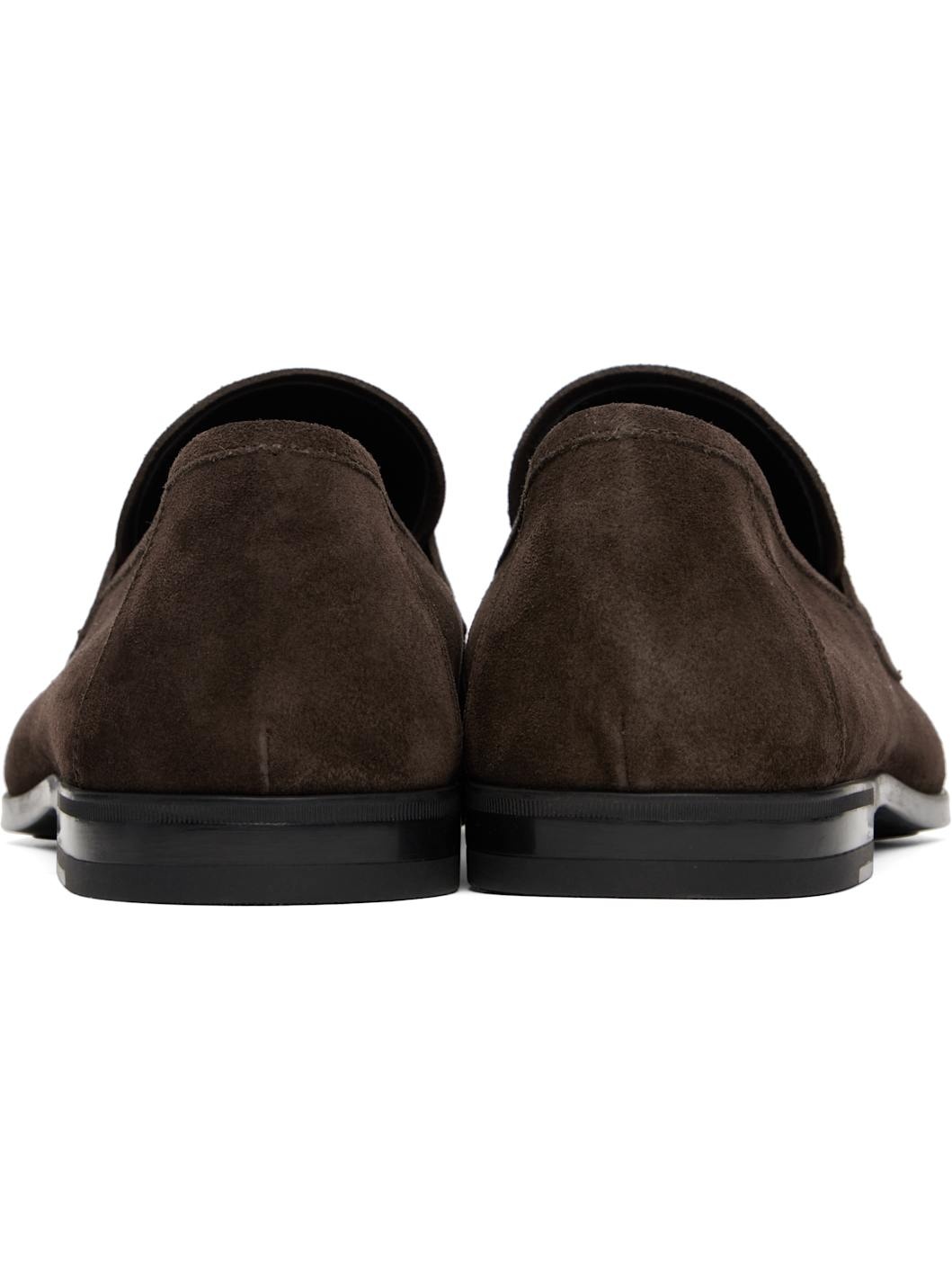 Brown Suede Sean Twisted Band Loafers - 2