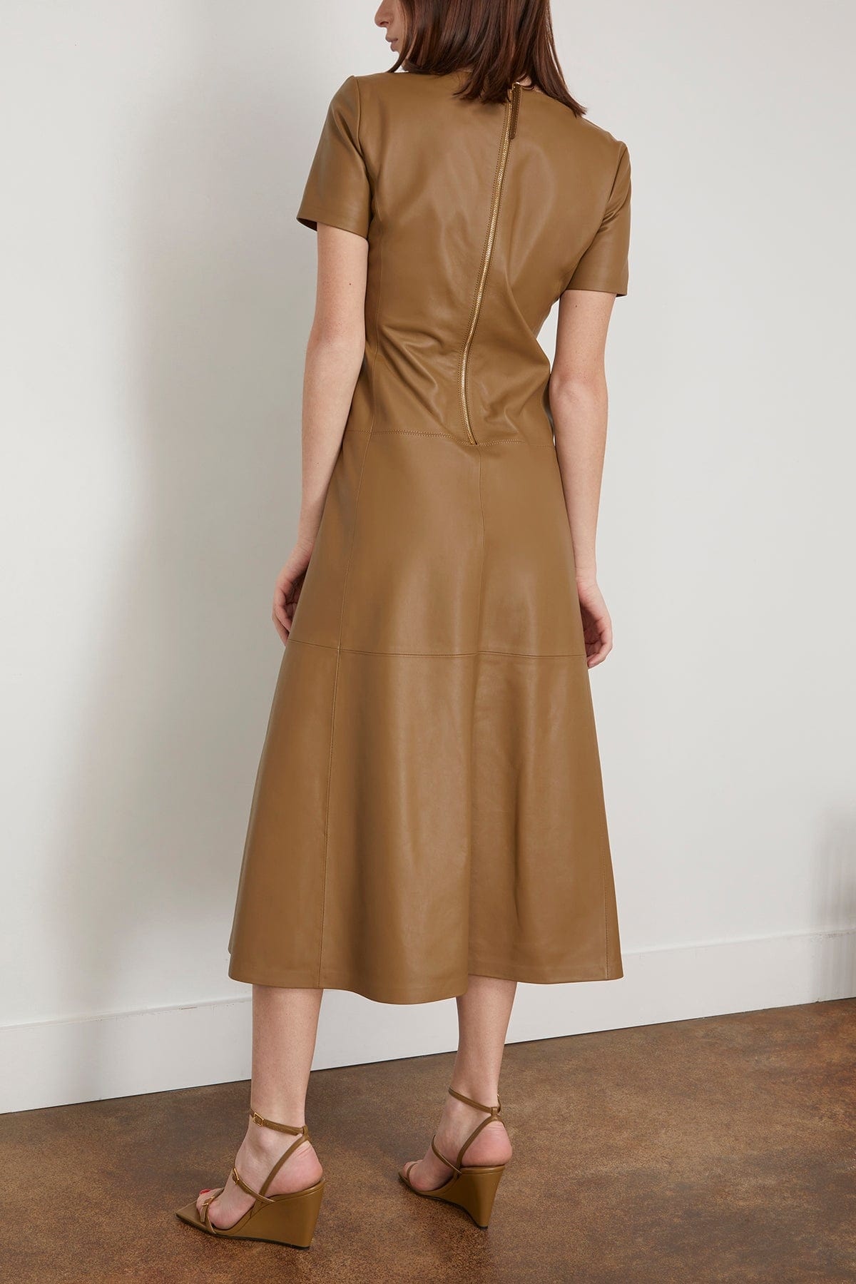 Sleek Statement Dress in Medium Olive - 4