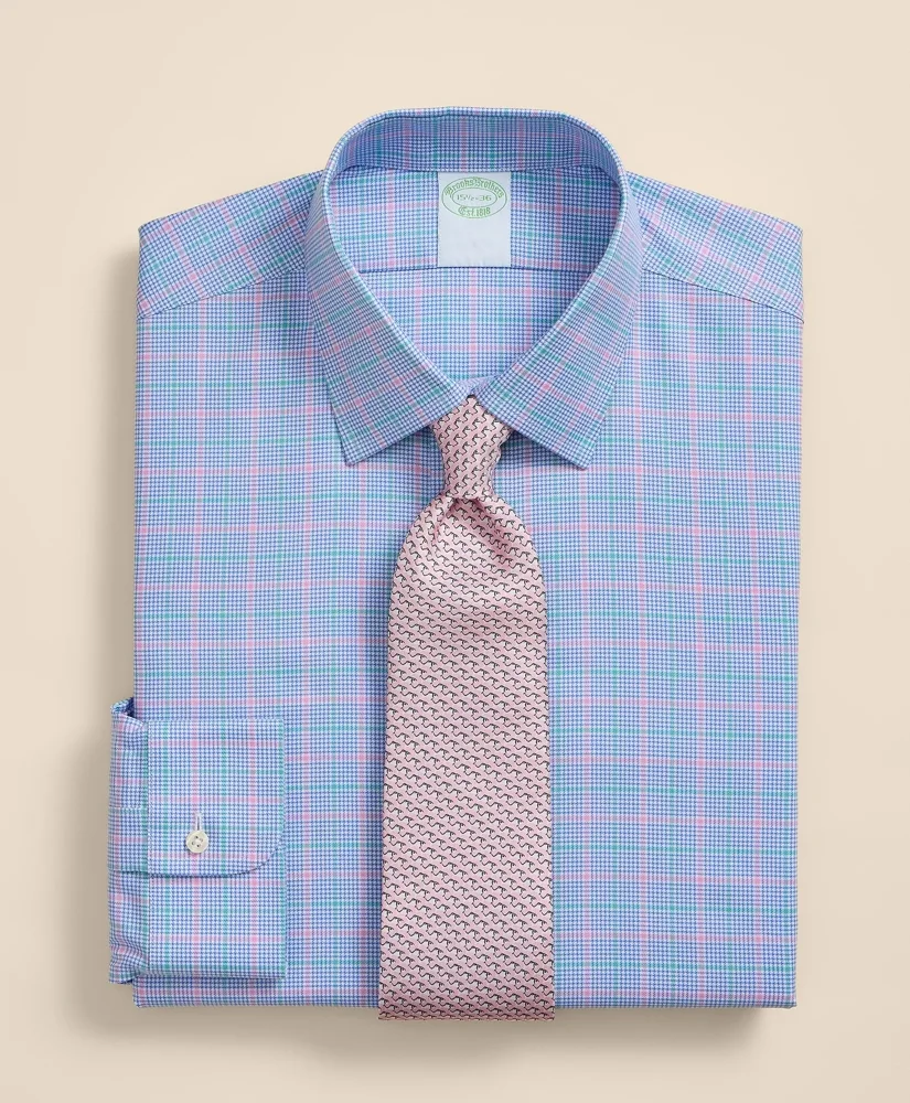Brooks Brothers Explorer Collection Non-Iron Twill Ainsley Collar, Check Dress Shirt - 1