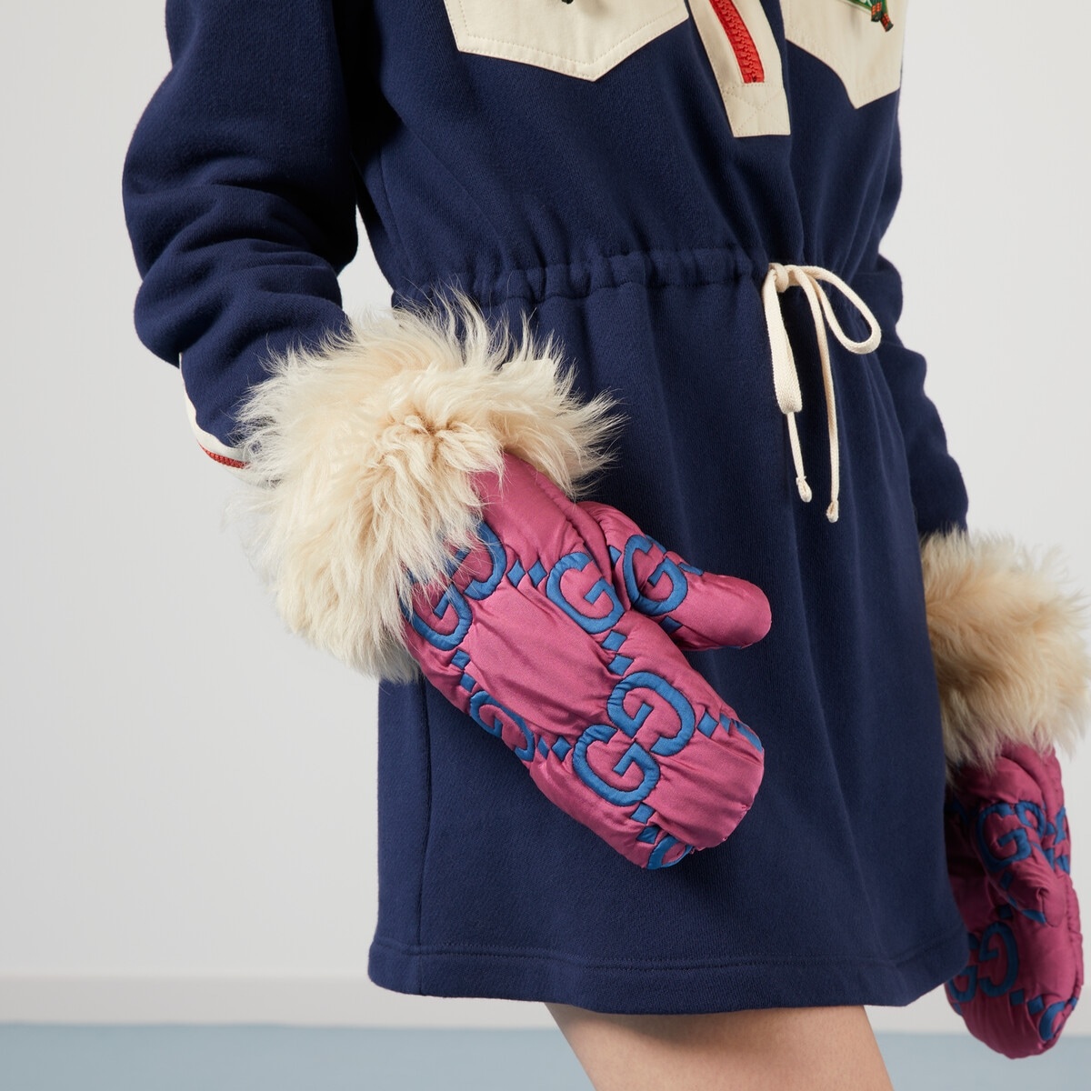 Quilted GG nylon mittens - 3