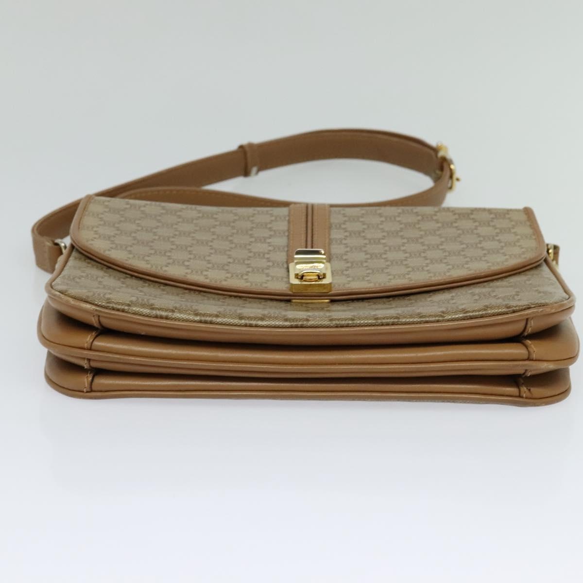 CELINE Macadam Canvas Shoulder Bag Pvc Leather Beige - 5