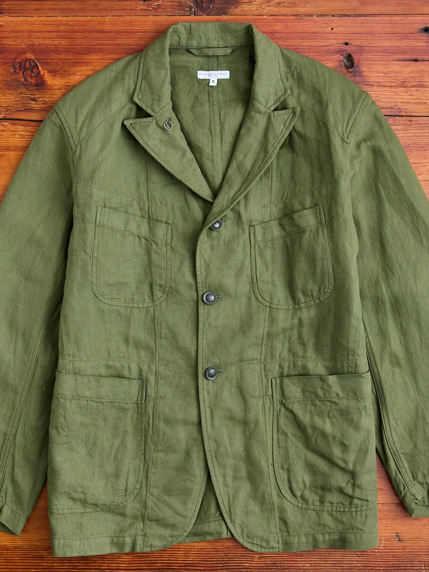 Bedford Jacket in Olive Cotton Hemp Satin - 1