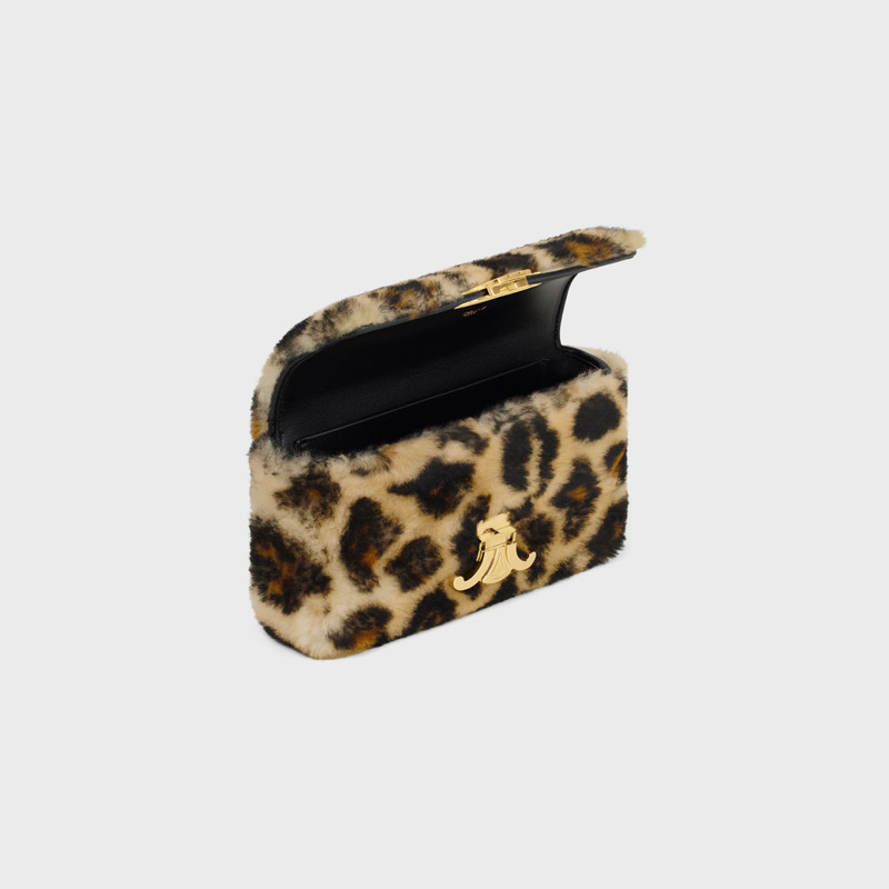 CHAIN SHOULDER BAG CLAUDE in SHEARLING WITH LEOPARD PRINT 4