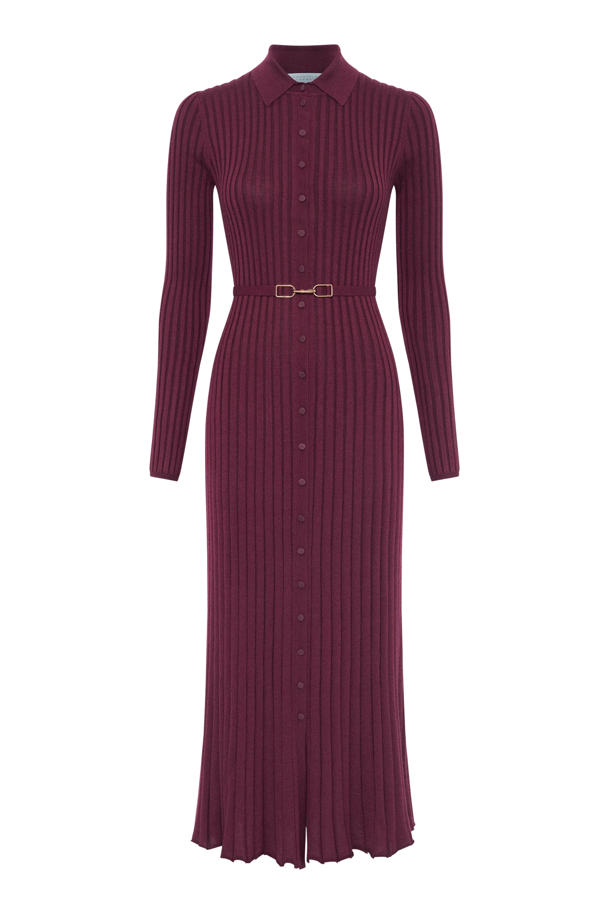 Tenes Knit Shirtdress in Bordeaux Cashmere Silk - 1