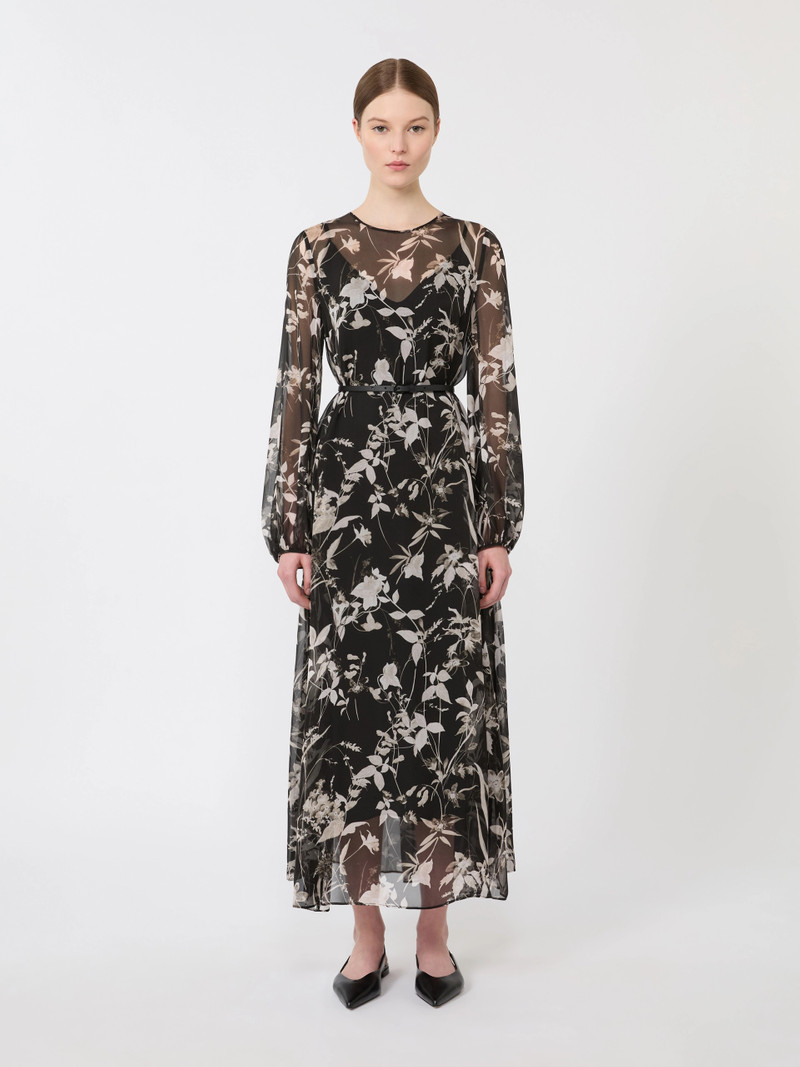 CAMPO Dress in printed chiffon - BLACK 3