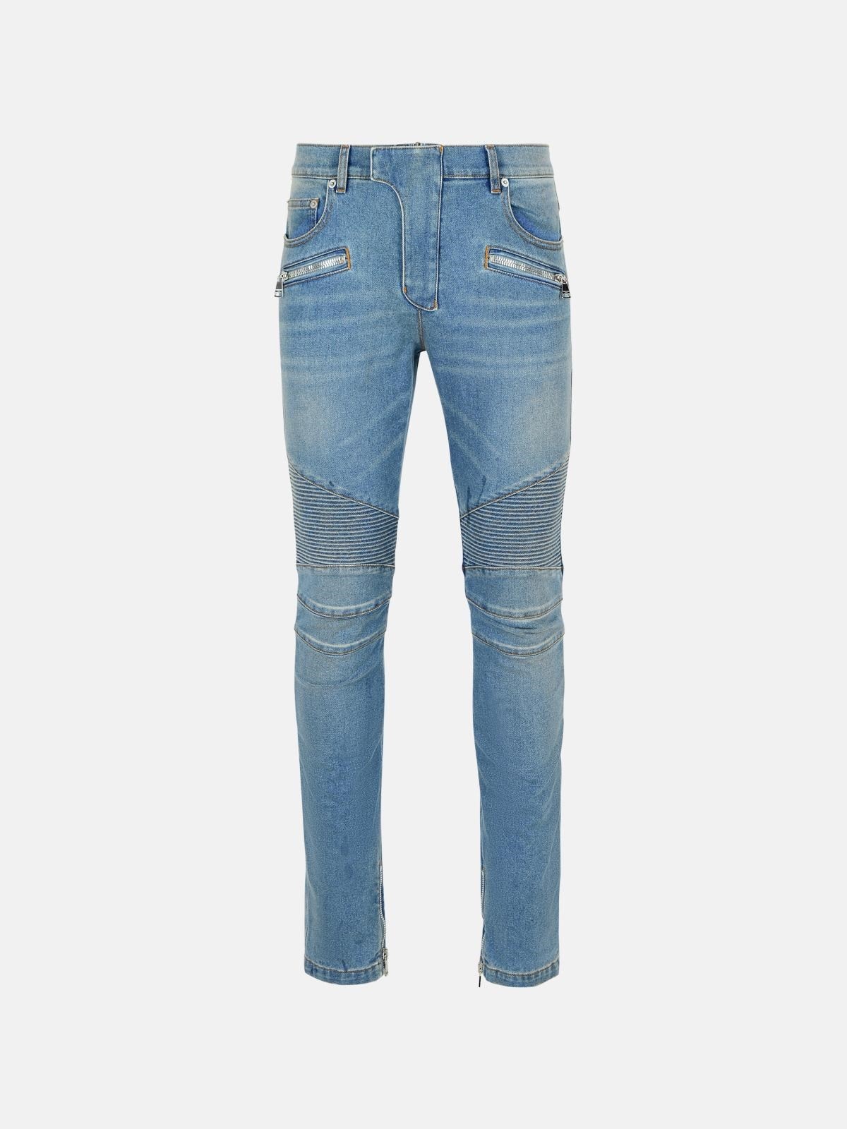 'BIKER' BLUE COTTON JEANS - 1