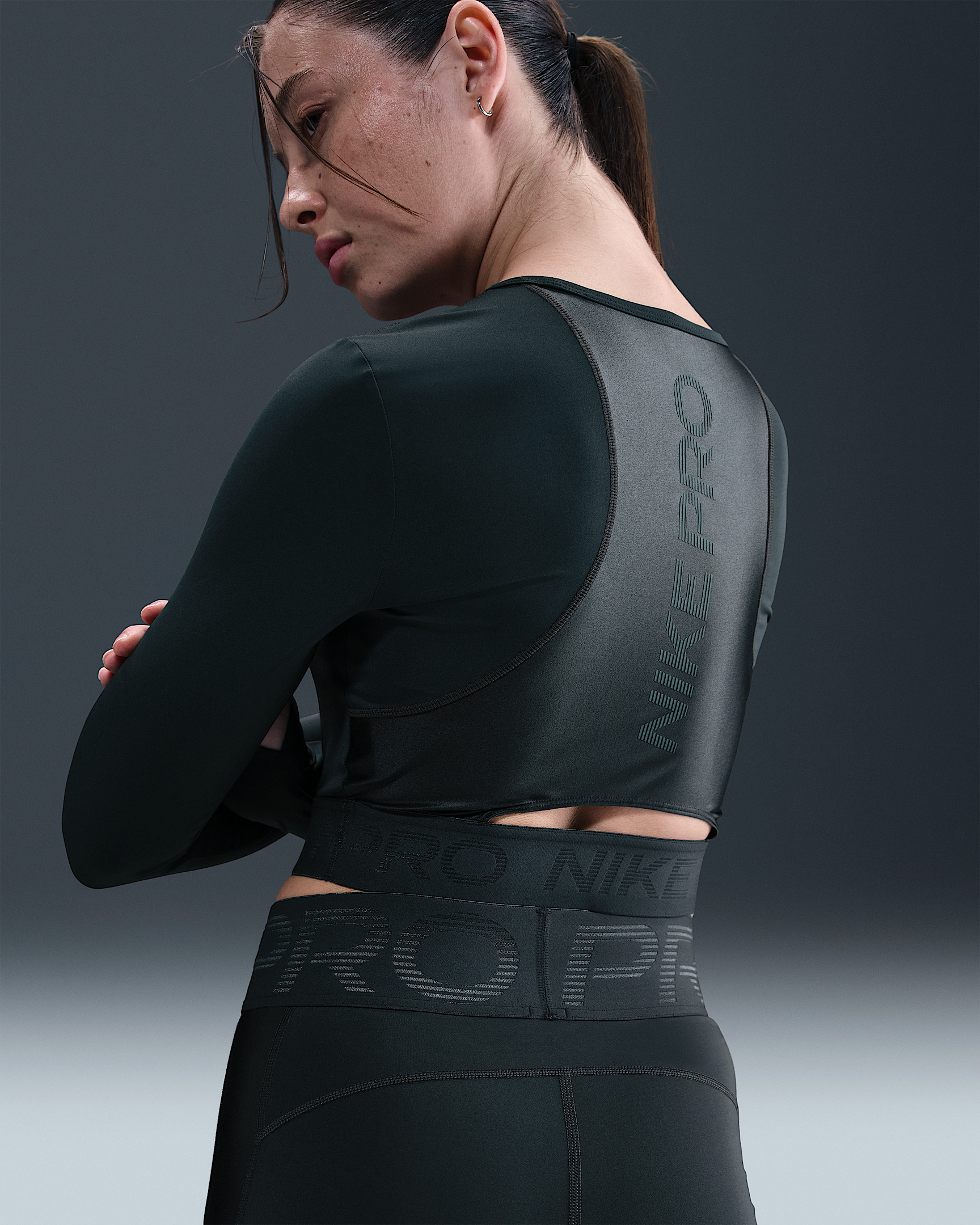 Nike Pro Women's Dri-FIT Cropped Long-Sleeve Top - 2