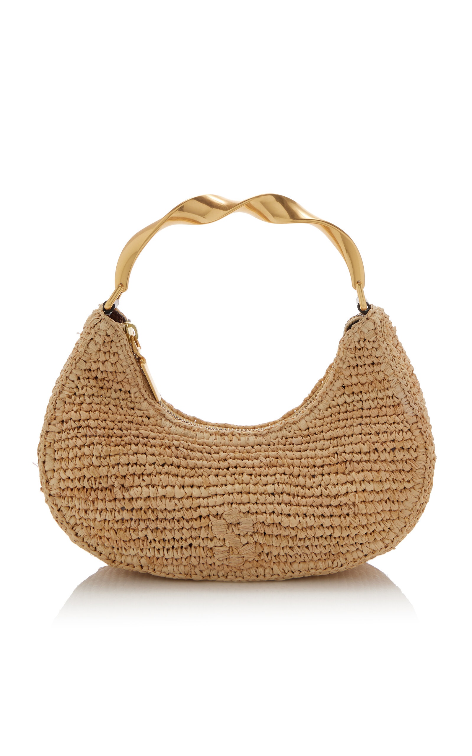 Nixi Twist Handle Raffia Shoulder Bag neutral - 1