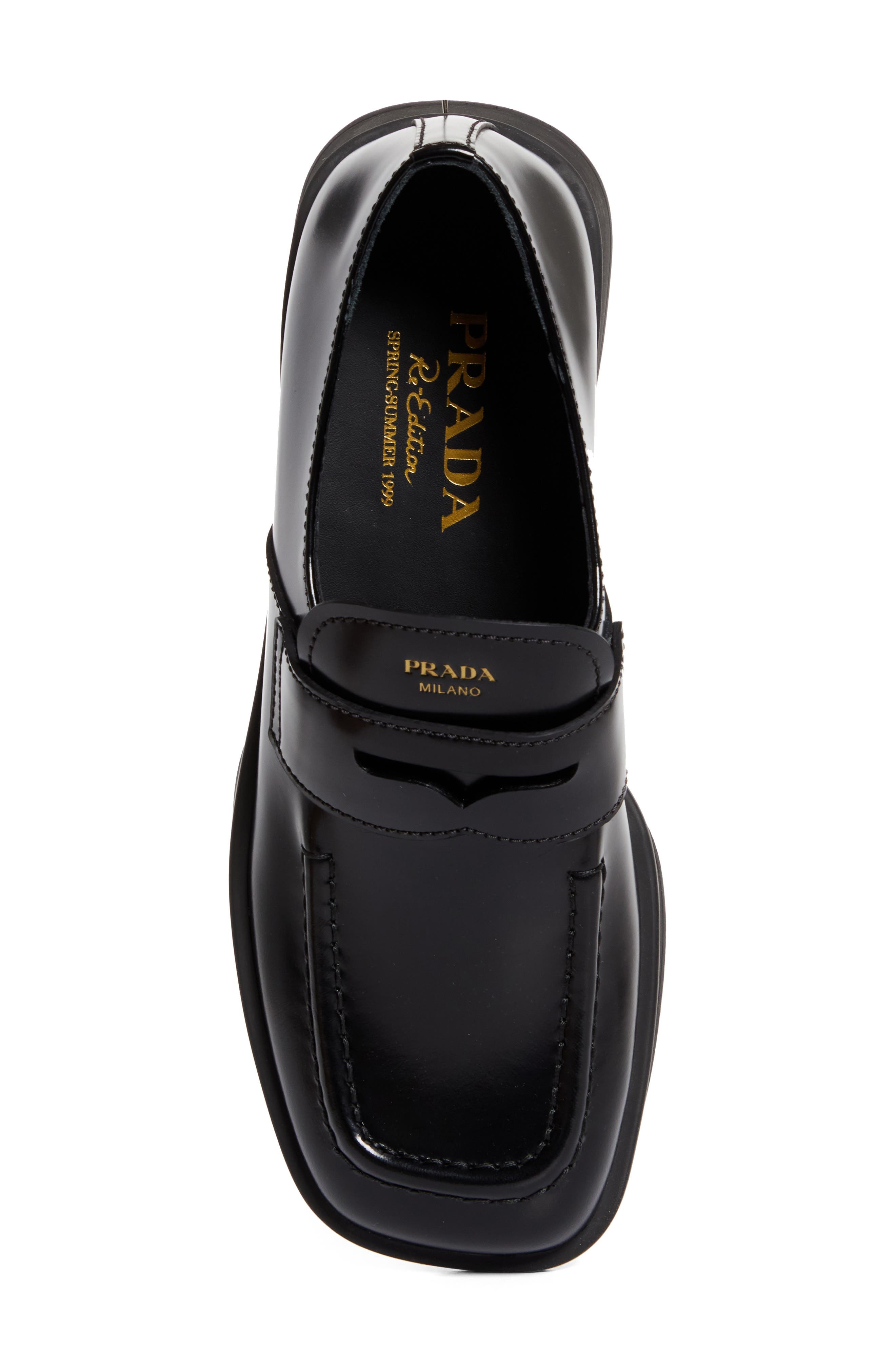 Prada Re-Edition Equal Platform Penny Loafer in Nero at Nordstrom - 5