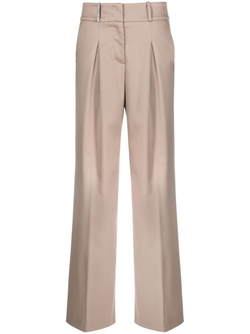 dart-embellished twill wide-leg trousers 1