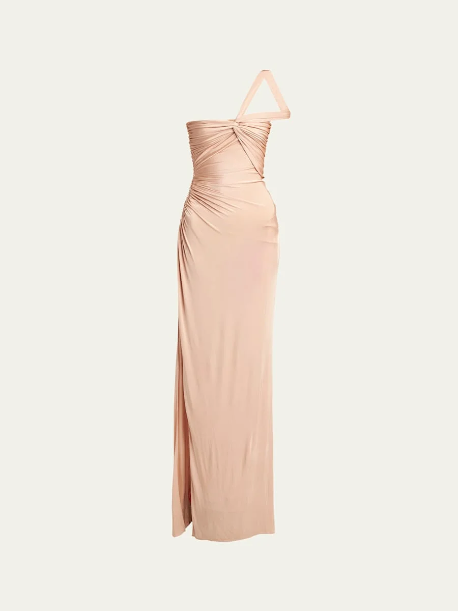 One-Shoulder Ruched Gown - 1