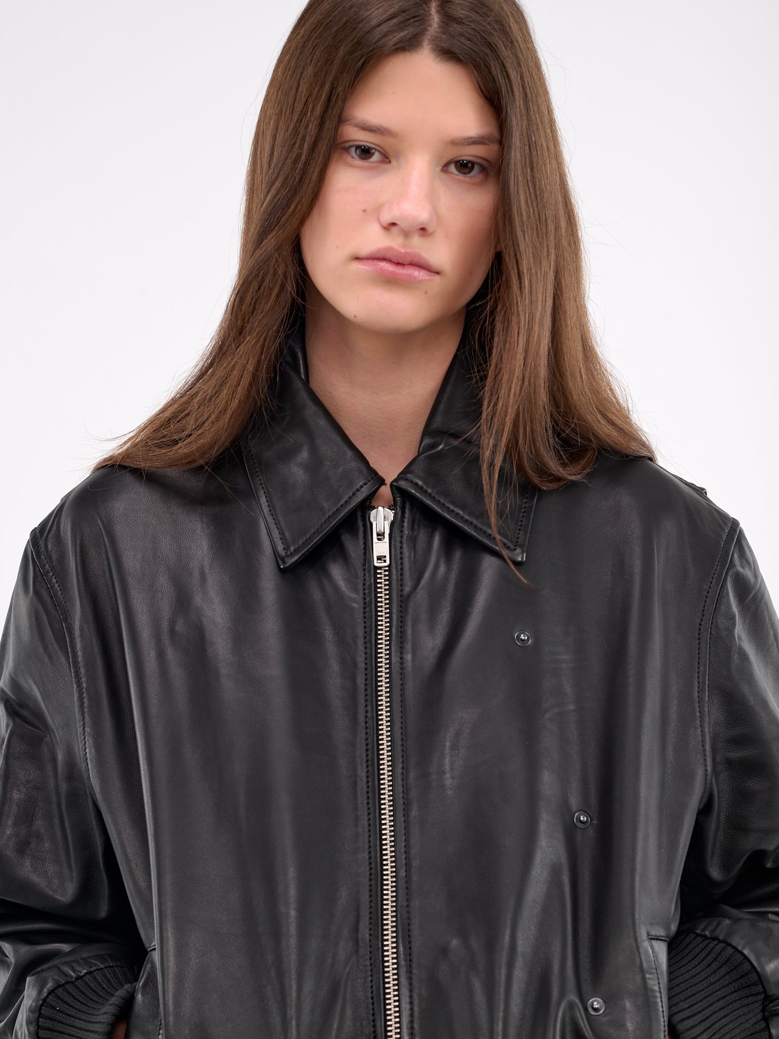Leather Flight Bomber Jacket - 4