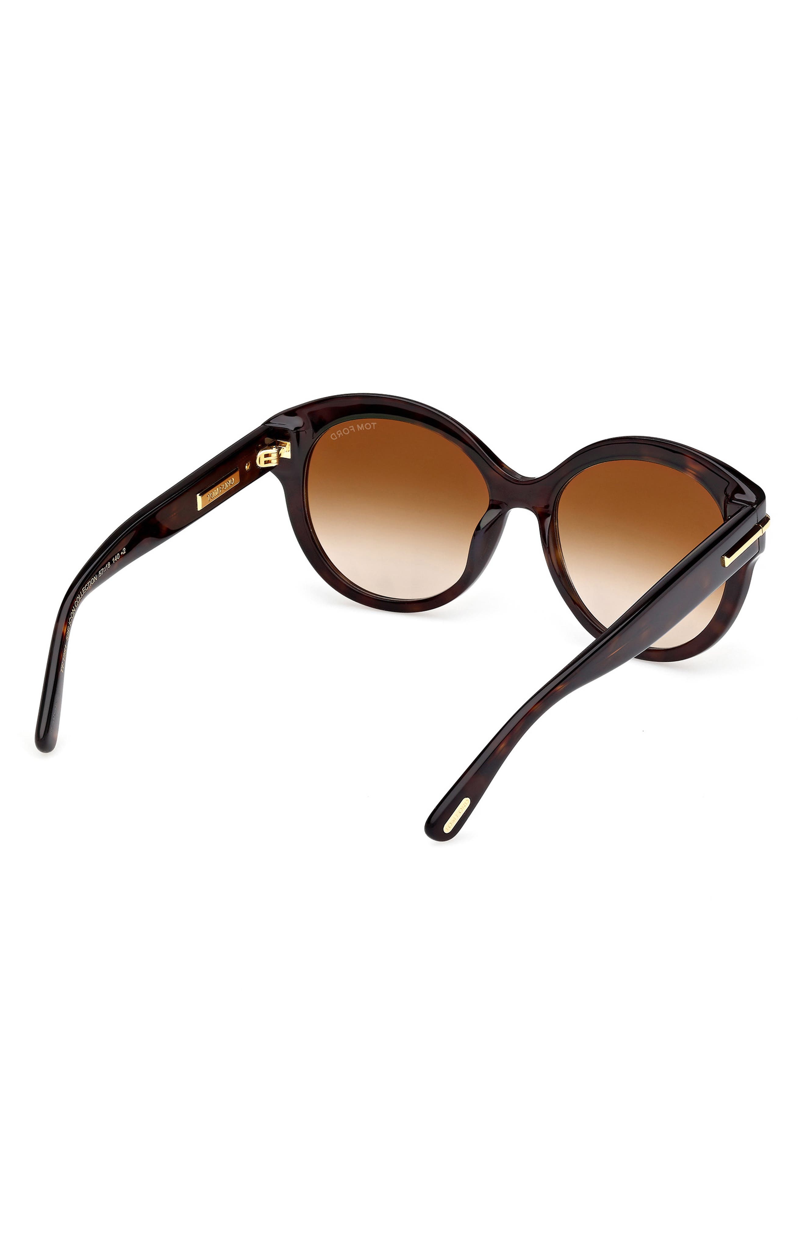 TOM FORD Icon 57mm Gradient Round Sunglasses in Shiny Dark Havana Beveled at Nordstrom - 6