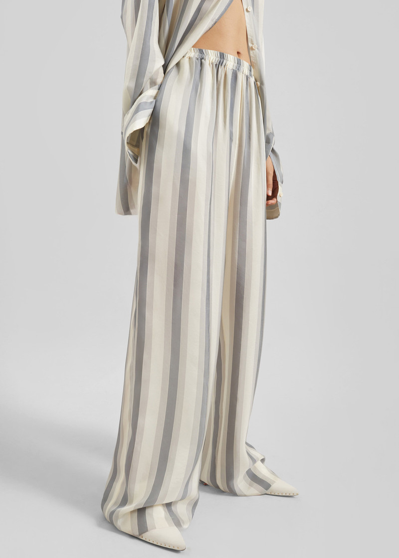 Baxter Sheer Fluid Track Pants - White/Grey Stripe 3