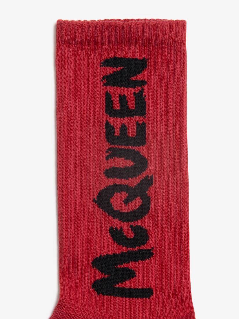 Men's McQueen Graffiti Socks in Bordeaux - 2