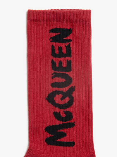 Alexander McQueen Men's McQueen Graffiti Socks in Bordeaux outlook
