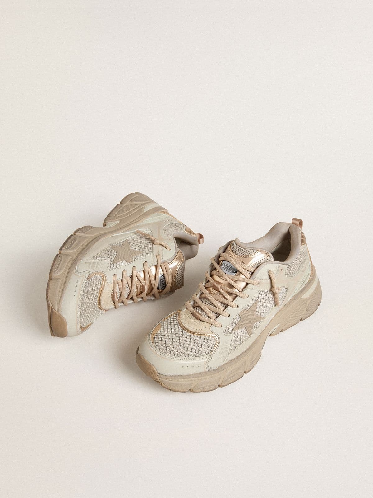 Women’s Lightstar in dove-gray leather and mesh with beige TPU star - 2