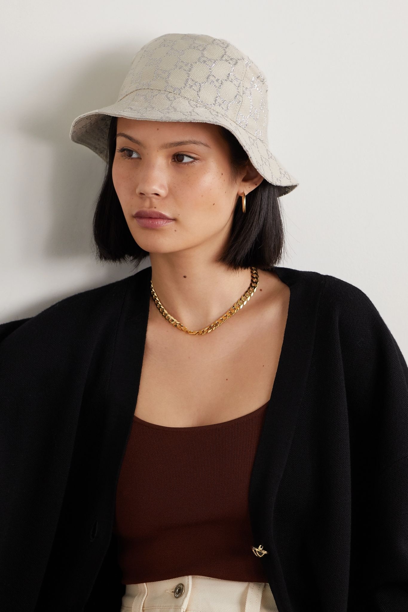 Metallic wool-blend jacquard bucket hat - 2