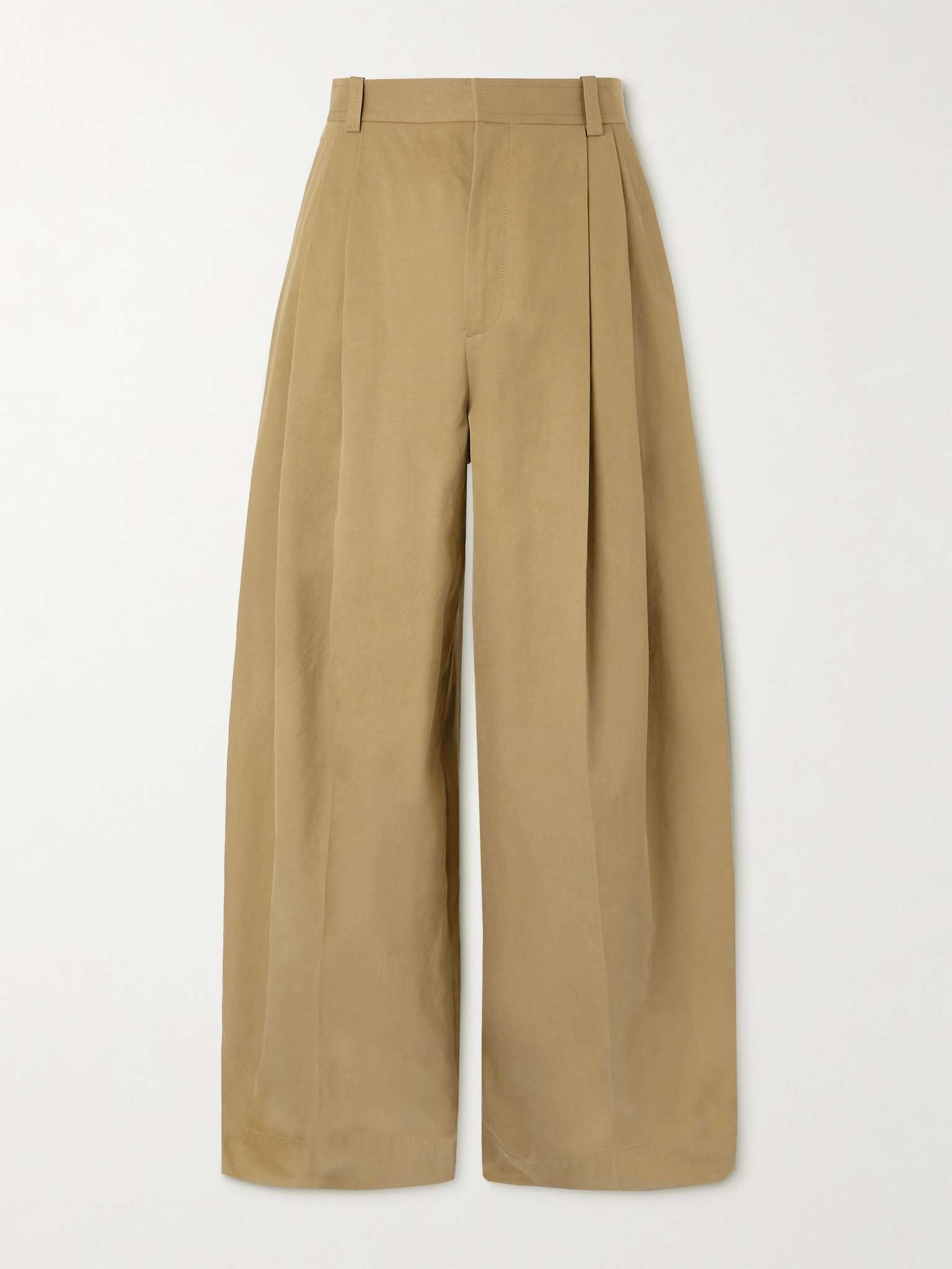 Wide-Leg Pleated Cotton-Garbadine Trousers - 1