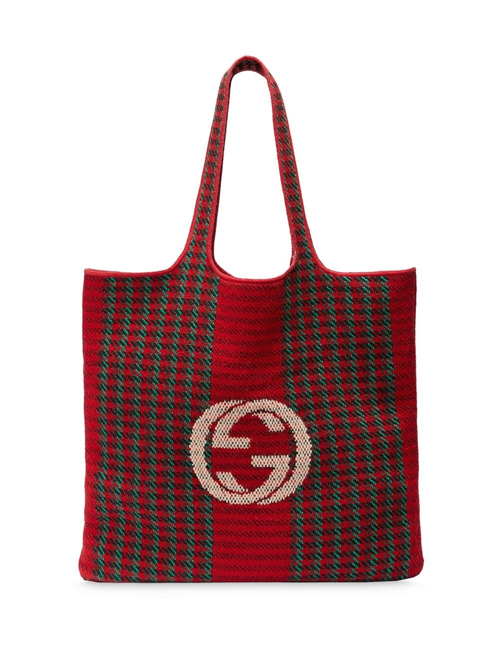 cauliflower embroidered houndstooth tote bag - 3