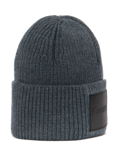 JW Anderson logo-patch ribbed beanie outlook