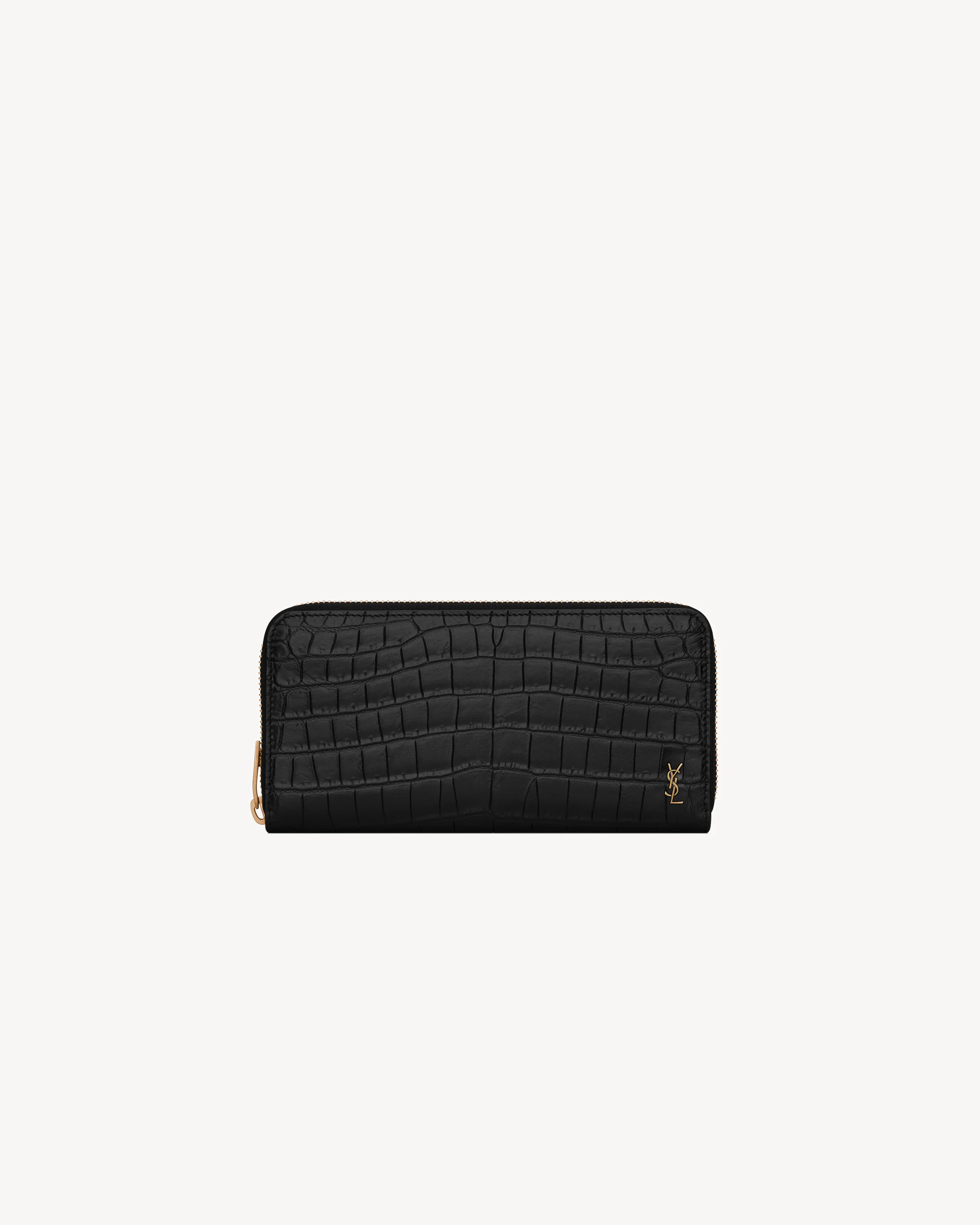 TINY CASSANDRE ZIP-AROUND WALLET IN CROCODILE-EMBOSSED MATTE LEATHER - 1