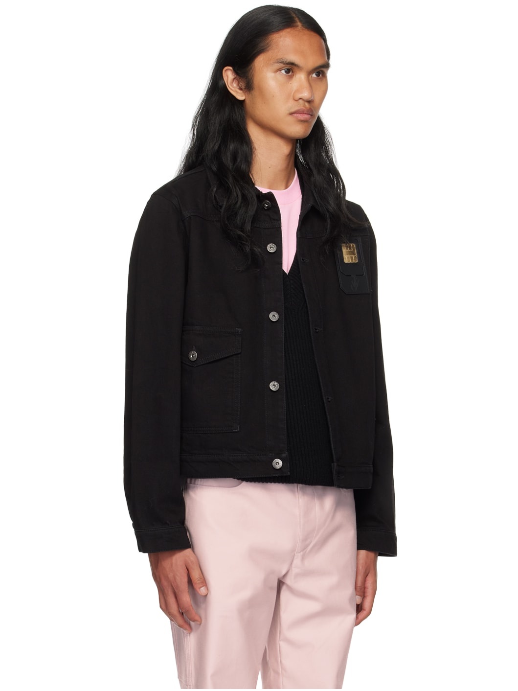 Black Sim Card Denim Jacket - 2
